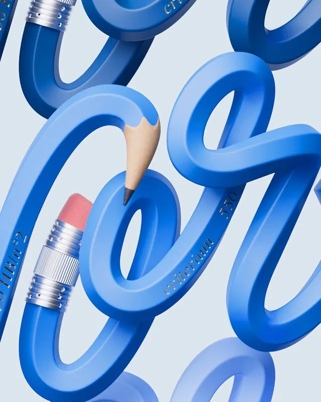 Looping blue pencils 3D still life, 3d-render, minimal, cool