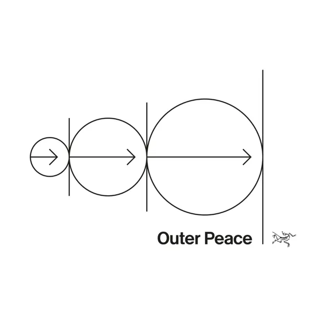 Outer Peace expanding circles diagram, minimal, geometric, dark