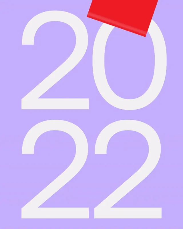 2022 numerals with red accent shape, minimal, flat, light