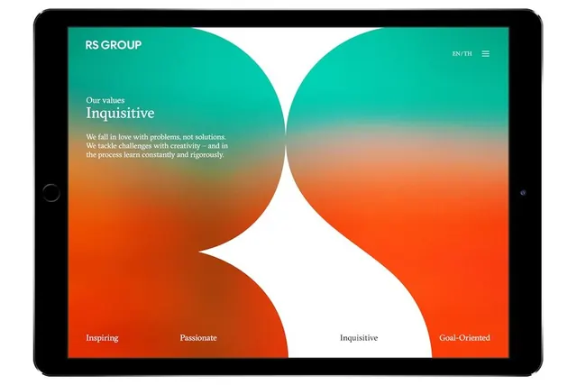 RS Group organic gradient mark, gradient-heavy, organic, cool