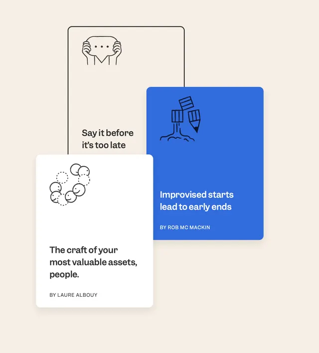 Quote cards with line-art icons, minimal, line-art, light