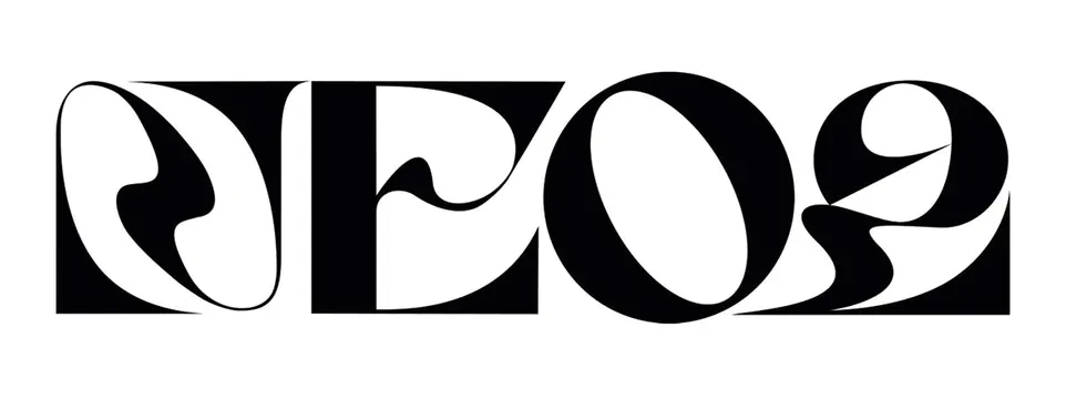 Abstract Geometric Wordmark, minimal, brutalist, monochrome