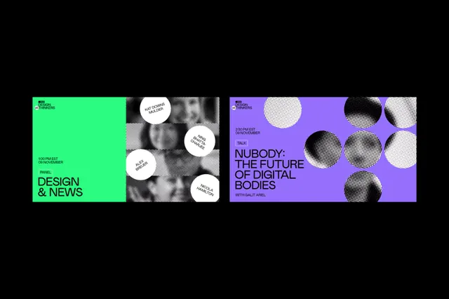 Design & News split-screen identity, abstract, minimal, light