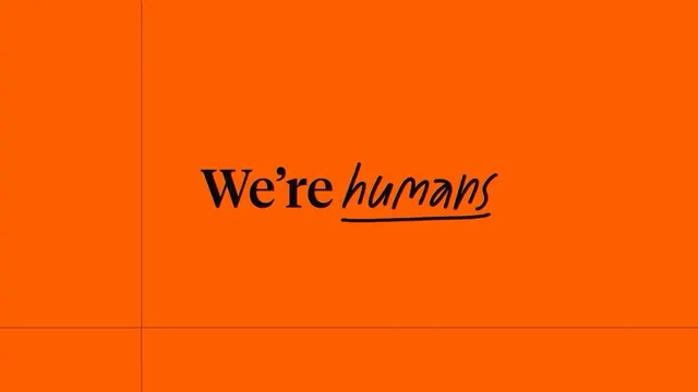 Bright orange statement statement with curved handwriting, minimal, playful, vibrant