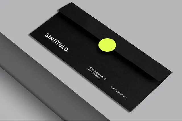 Sintulo architecture studio business card with neon accent, minimal, corporate-clean, dark