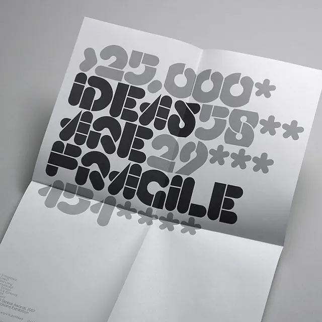 Overlaid type specimen with mixed weight stacking, minimal, editorial, dark