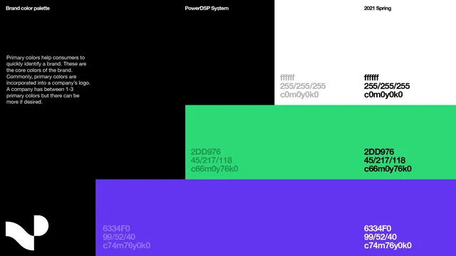 PowerGSP system color palette reference, minimal, flat, dark
