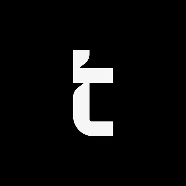 Bold sans-serif T monogram, minimal, monochrome, dark