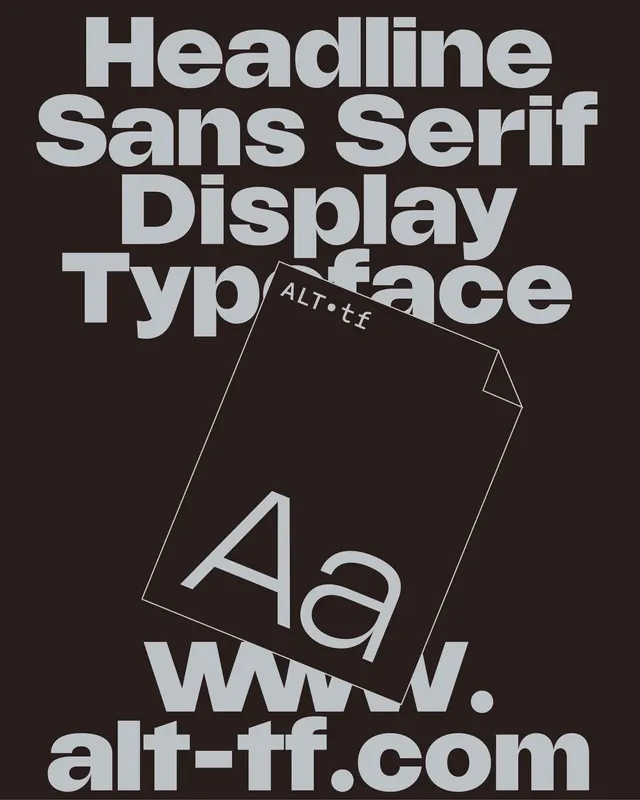 Alt.ttf fontface type specimen, minimal, monochrome, dark