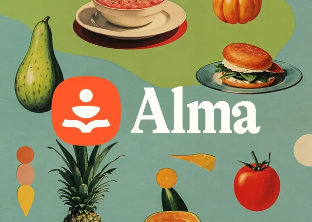 Alma logo, geometric, minimal, warm