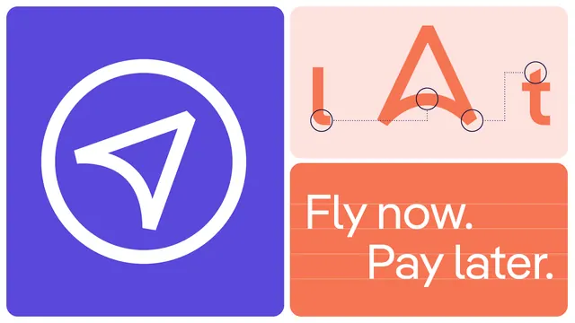 Alternative Airlines symbol, type construction and headline panels, geometric, minimal, vibrant
