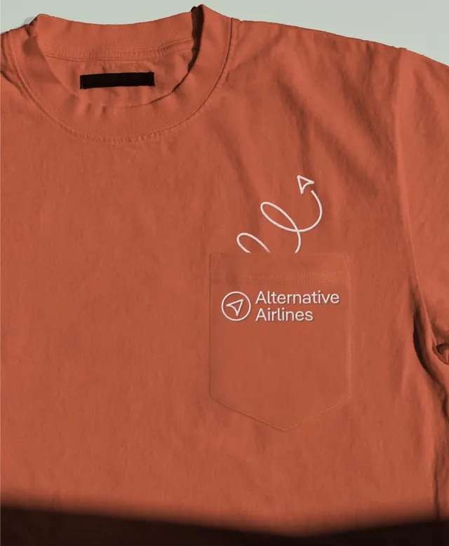 Alternative Airlines embroidered pocket tee, minimal, photographic, warm
