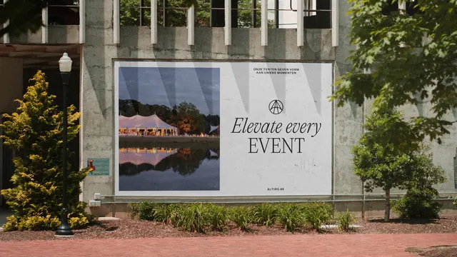 Altiro "Elevate every event" billboard, editorial, minimal, neutral