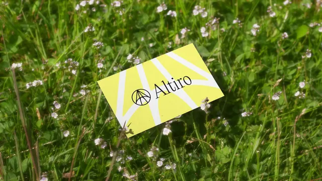 Altiro business card in wildflower grass, minimal, photographic, vibrant