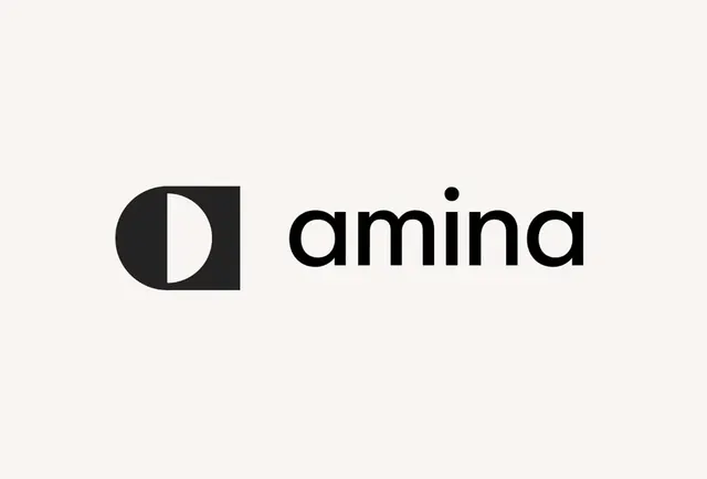 Amina logo, geometric, minimal, dark