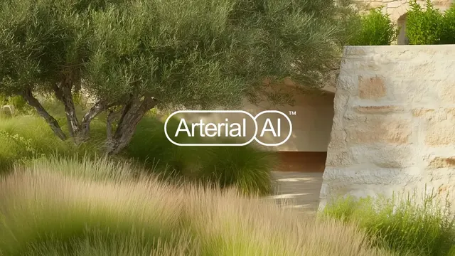 Arterial AI logo, geometric, minimal, light