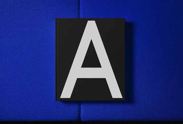 Monogram A on Blue Background, minimal, geometric, high-contrast