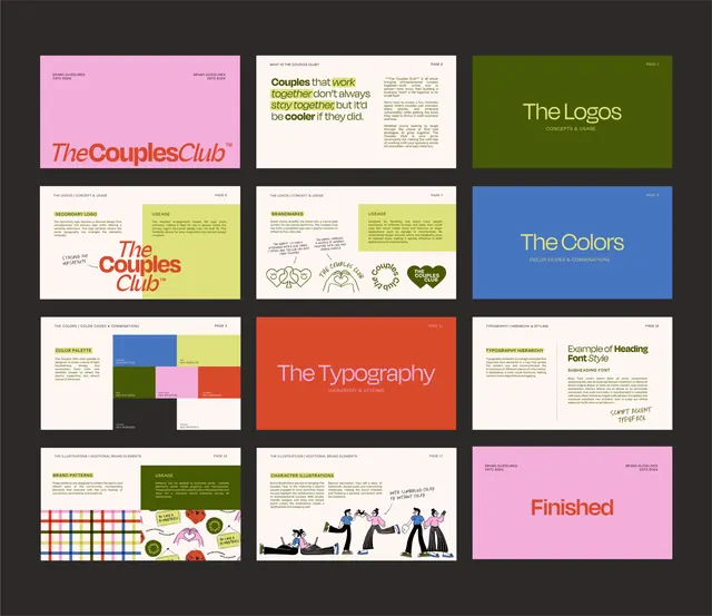 The Couples Club brand system guide, minimal, editorial, light
