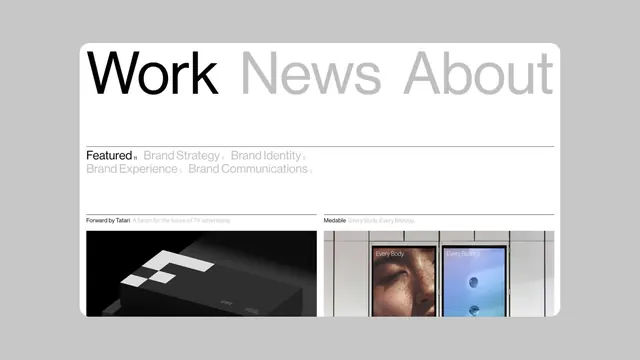 Editorial news portal with featured work carousel and taxonomy, minimal, corporate-clean, light