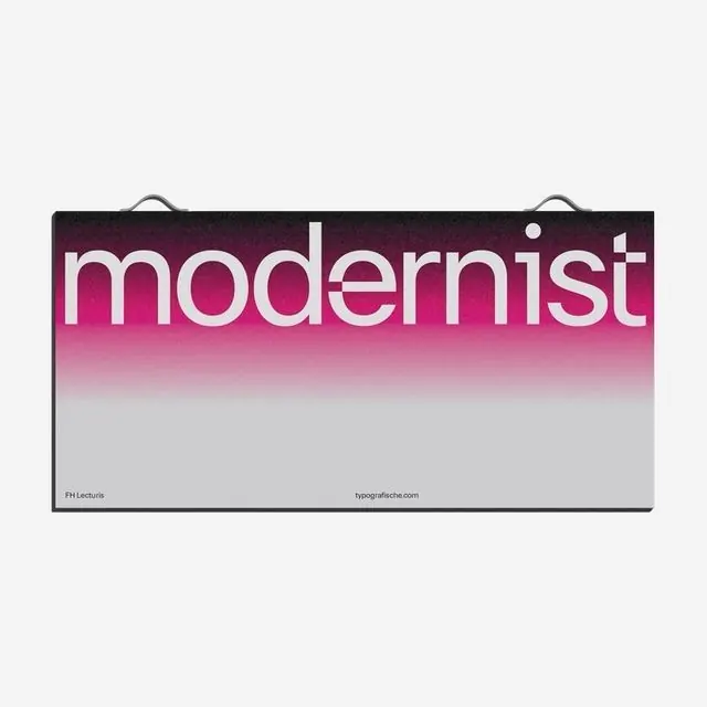 Modernist+ type specimen with vertical pink-to-white gradient, minimal, gradient-heavy, light