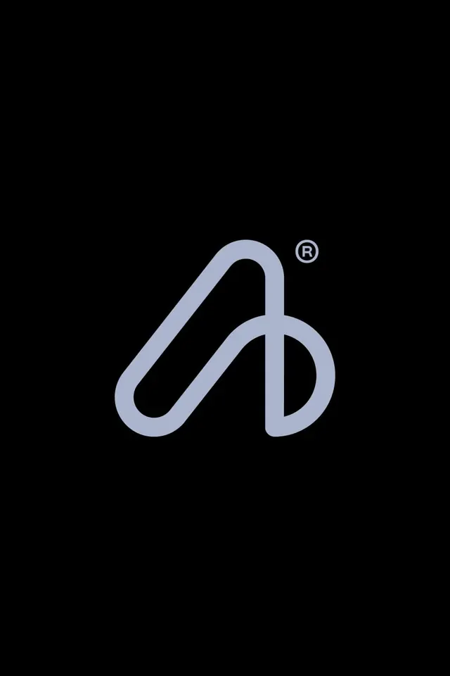 Abstract interlocking curves, registered logo, minimal, geometric, dark