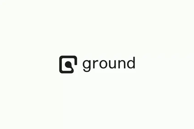 Ground logo and wordmark, minimal, geometric, dark