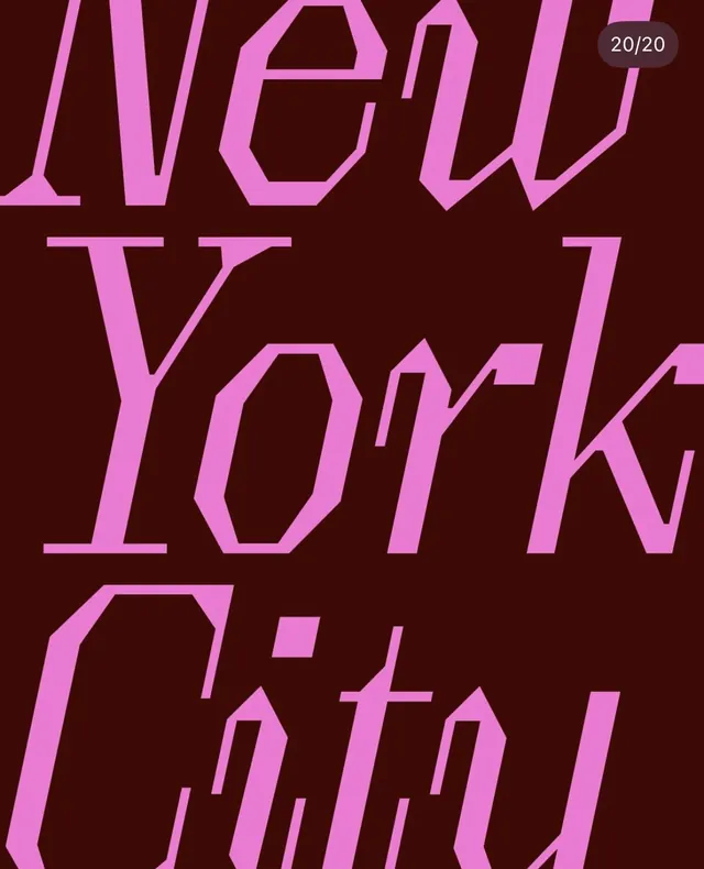 Nested type: magenta sans-serif on maroon, minimal, geometric, high-contrast