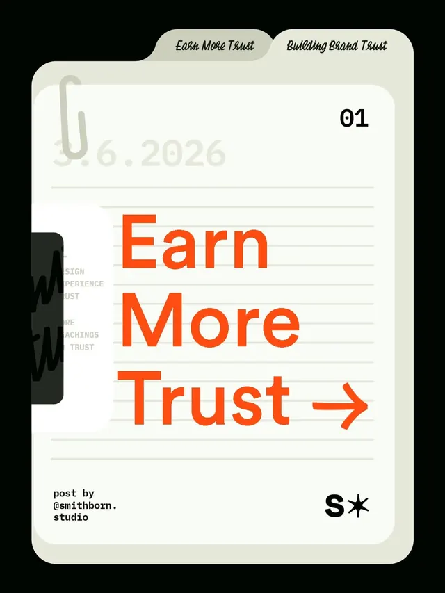 Earn More Trust poster with sidebar accent, minimal, playful, light