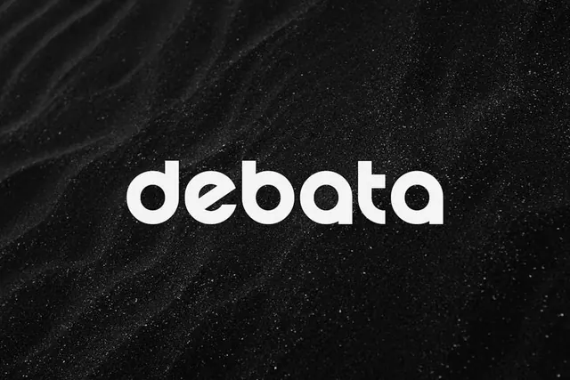Debata: minimalist wordmark on textured dark, minimal, dark-mode, dark