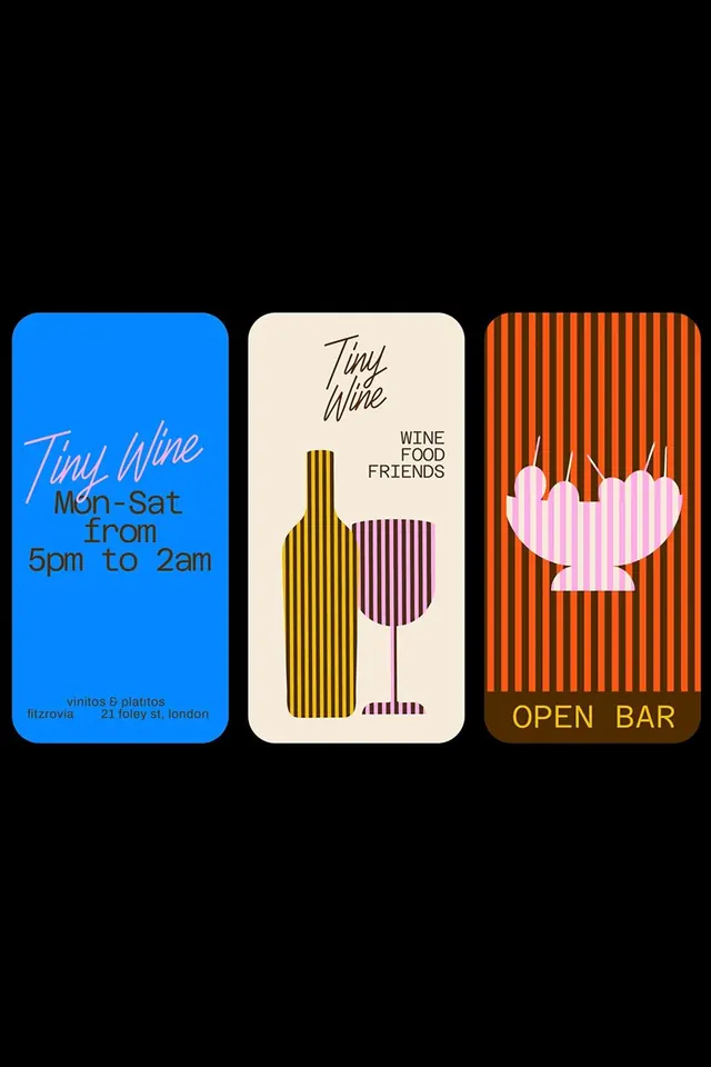 Tiny Wine wine bar identity system, minimal, playful, vibrant