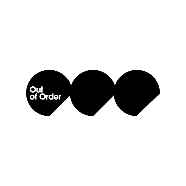 Out of Order interlocking circles logo, minimal, geometric, dark