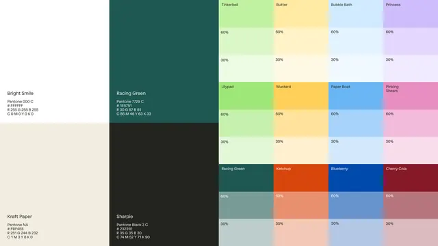 Pantone color palette system swatch, technical, pastel