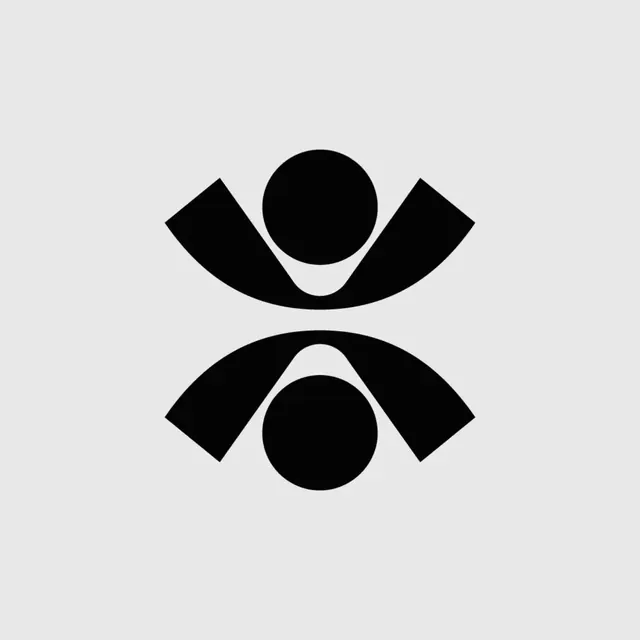 Abstract geometric figure logo in solid black, minimal, geometric, dark