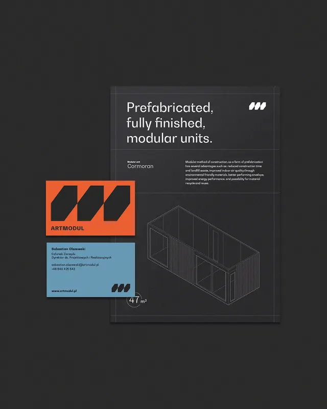 Artmodul modular construction branding, minimal, technical, dark