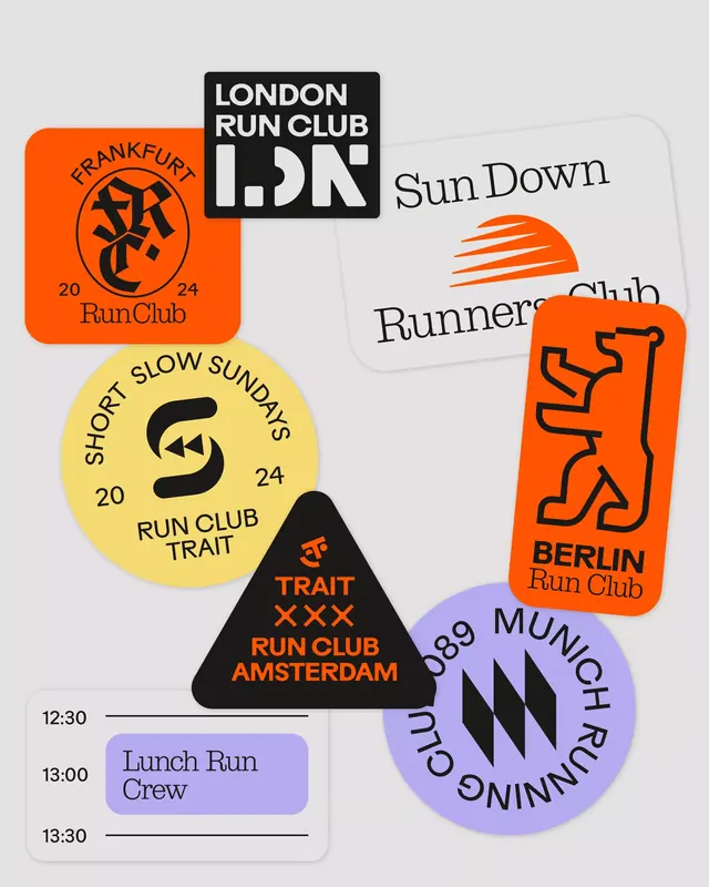 Running clubs logomark collection, flat, retro, dark