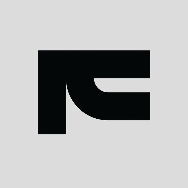 Geometric monogram with curve and line, minimal, geometric, dark