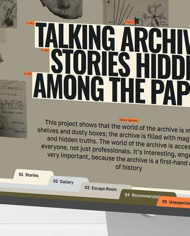 Editorial typography: layered archival narrative design, minimal, editorial, light