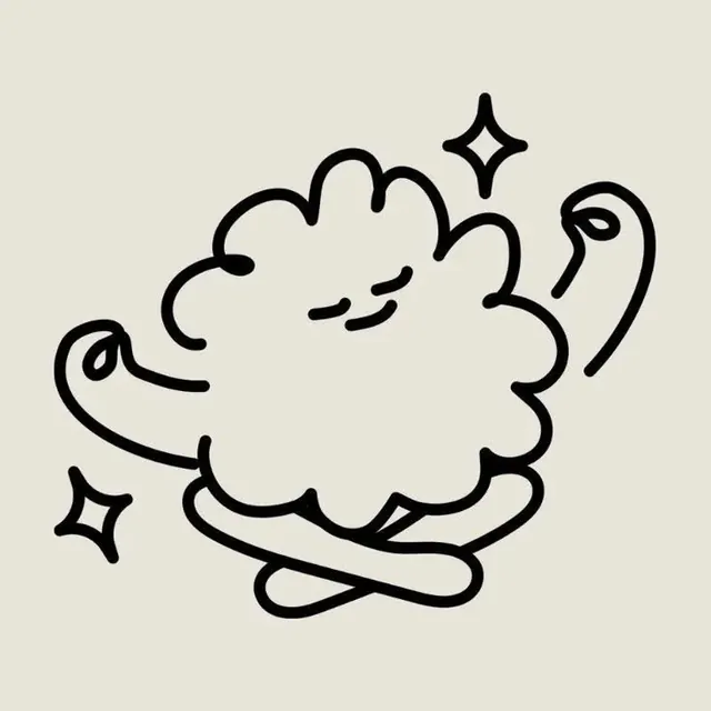 Friendly cloud character icon, line-art, minimal, dark