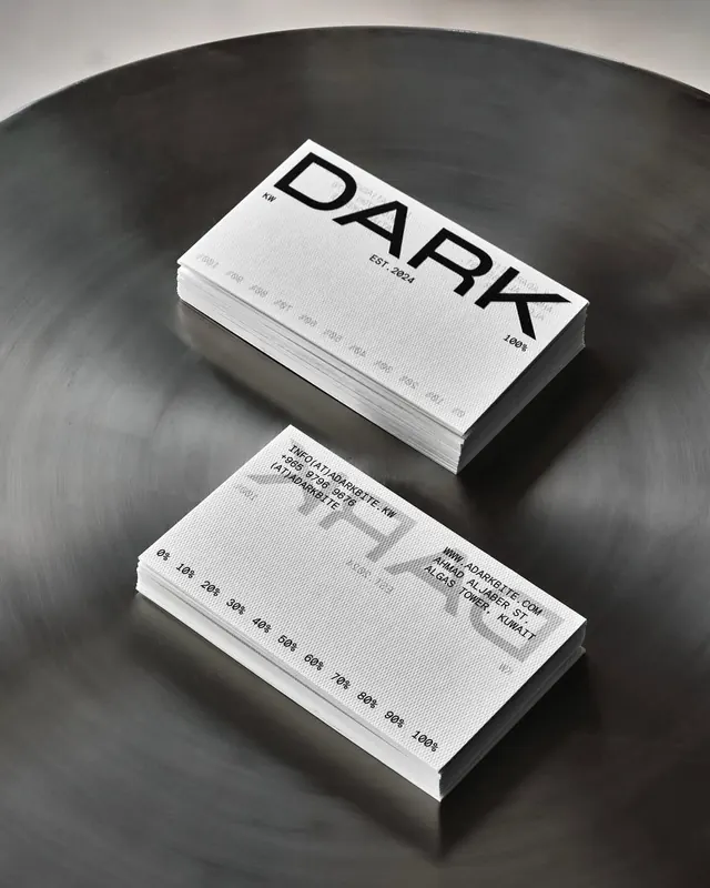 DARK branding business card system, minimal, monochrome, dark