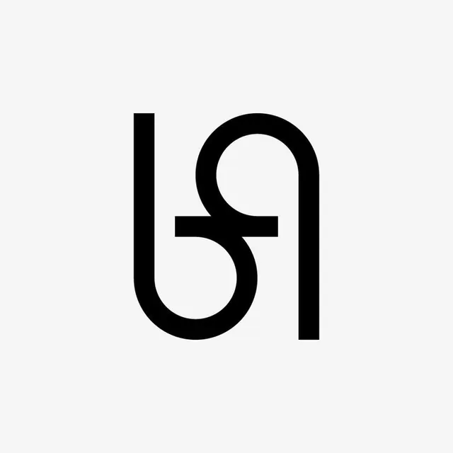 Geometric script icon with interlocking forms, minimal, geometric, dark