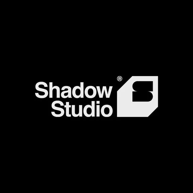 Shadow Studio monochrome geometric logo, minimal, monochrome, dark