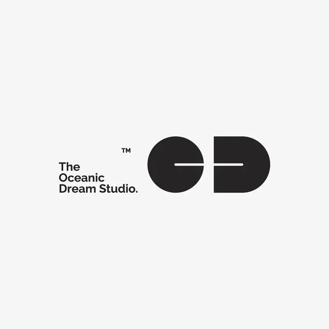 Geometric circle-square mark with wordmark, minimal, geometric, dark