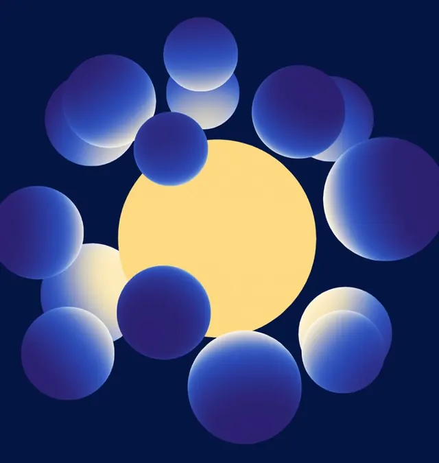 Orbital gradient spheres composition, geometric, gradient-heavy, light