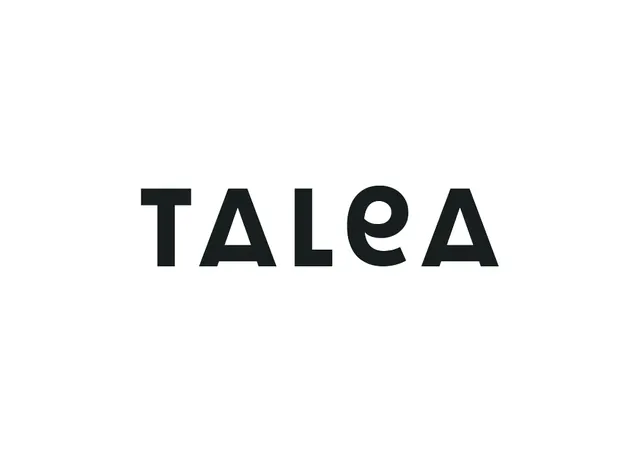 TALEA typographic wordmark, minimal, geometric, dark