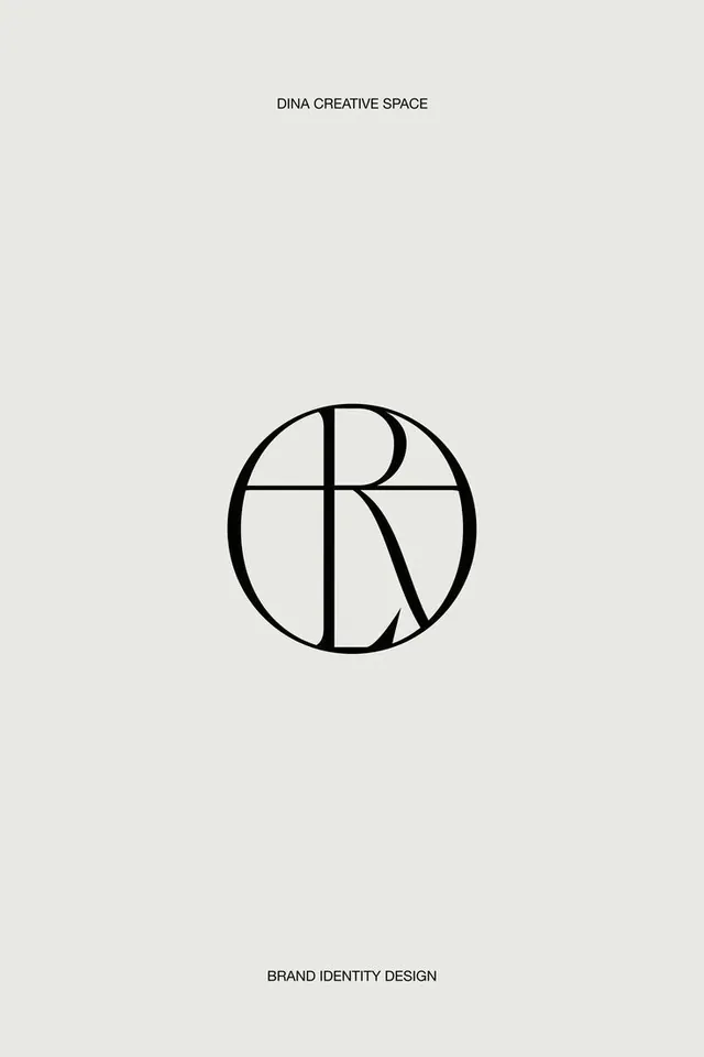 Dina Creative Space: geometric R monogram, minimal, geometric, dark