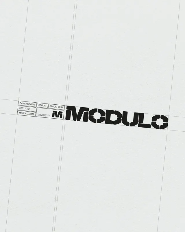 Modulo: sans-serif monogram with grid guide, minimal, geometric, light