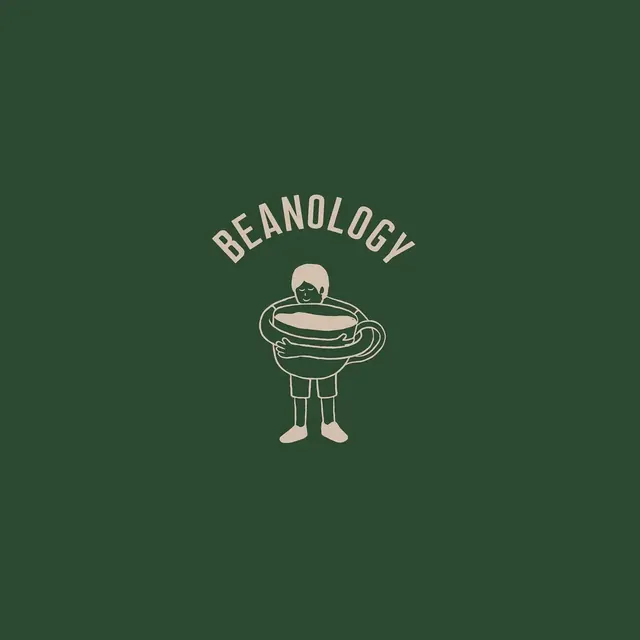 Beanology logo, playful, line-art, light
