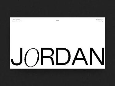 JORDAN: bold sans-serif wordmark, minimal, swiss, light