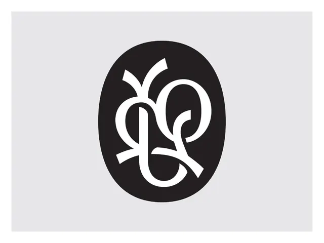 Organic interlocking letterform logo in black circle, minimal, organic, dark