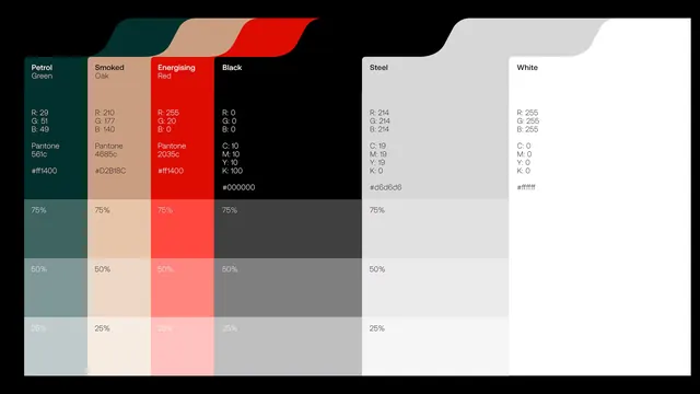 Color palette system with tint and shade variations, minimal, gradient-heavy, dark